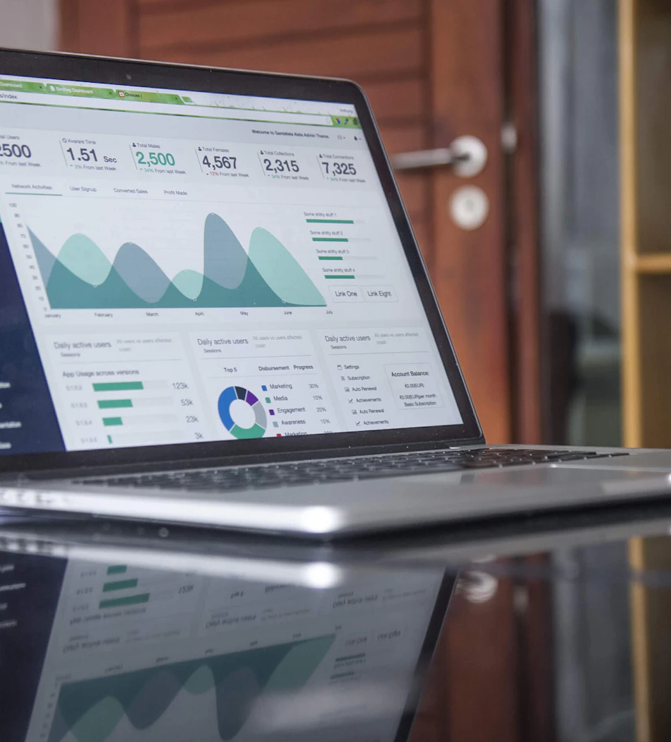 Digitale Auswertungen auf dem Laptop-Bildschirm